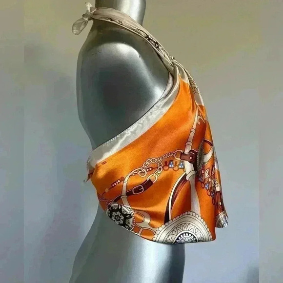 🆕Luxury  Satin Scarf Top - Picture 2 of 13